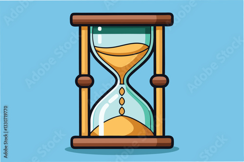 Hourglass illustration representing the passage of time with contrasting colors and a simple design against a beige background