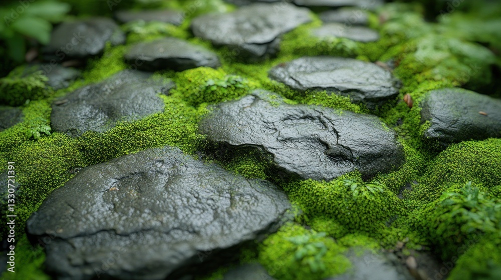 Wet, mossy stone path Wet, mossy stone path