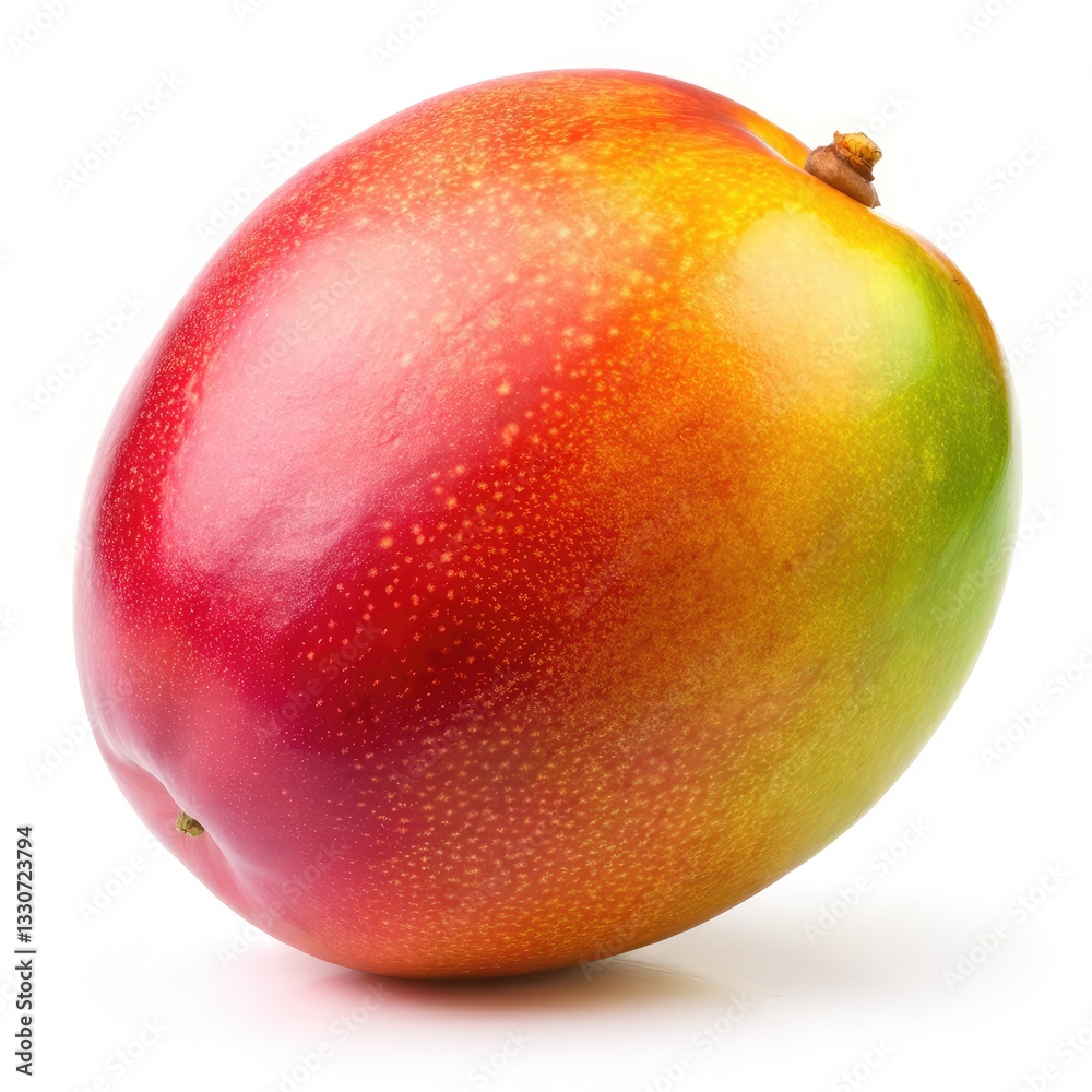 A Single Ripe Mango Isolated on White Background. Generative AI A Single Ripe Mango Isolated on White Background. Generative AI