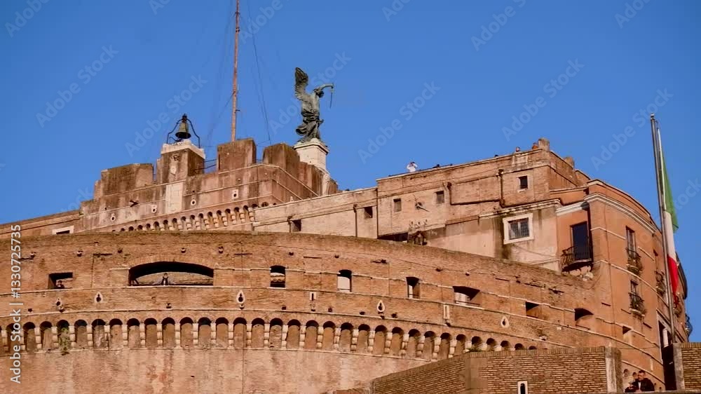 Saint Angel Castle Castel Sant Angelo from bridge Ponte Sant Angelo over the Tiber river Saint Angel Castle Castel Sant Angelo from bridge Ponte Sant Angelo over the Tiber river