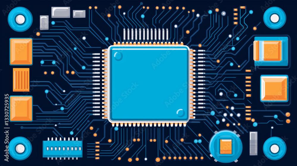 Fototapeta premium Technological Core: An illustrative representation of a central processing unit (CPU) board.