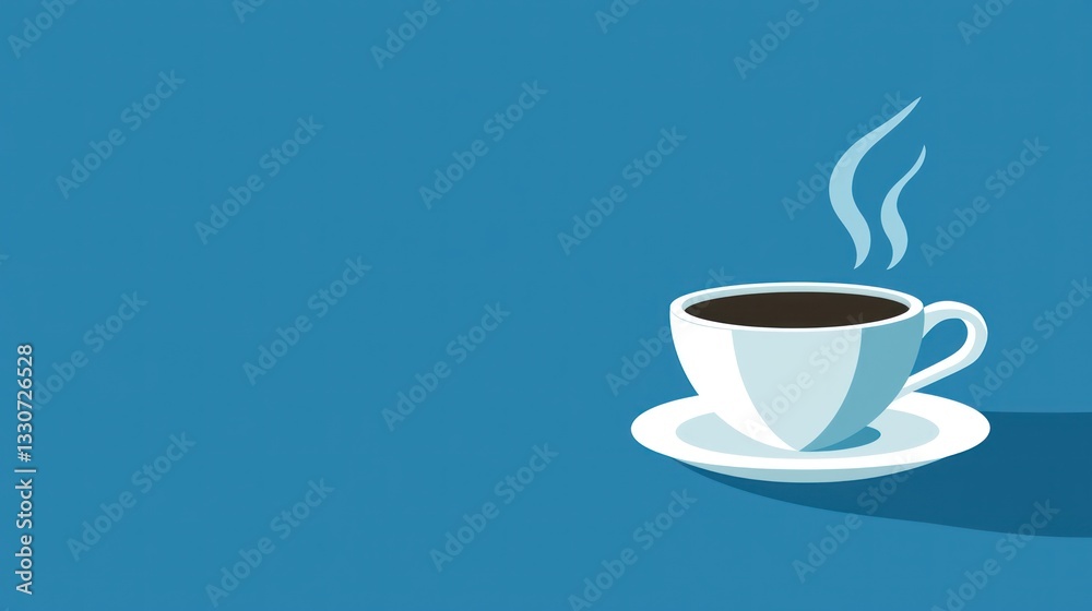 Obraz premium A simple, flat-style illustration of a coffee cup with steam rising.
