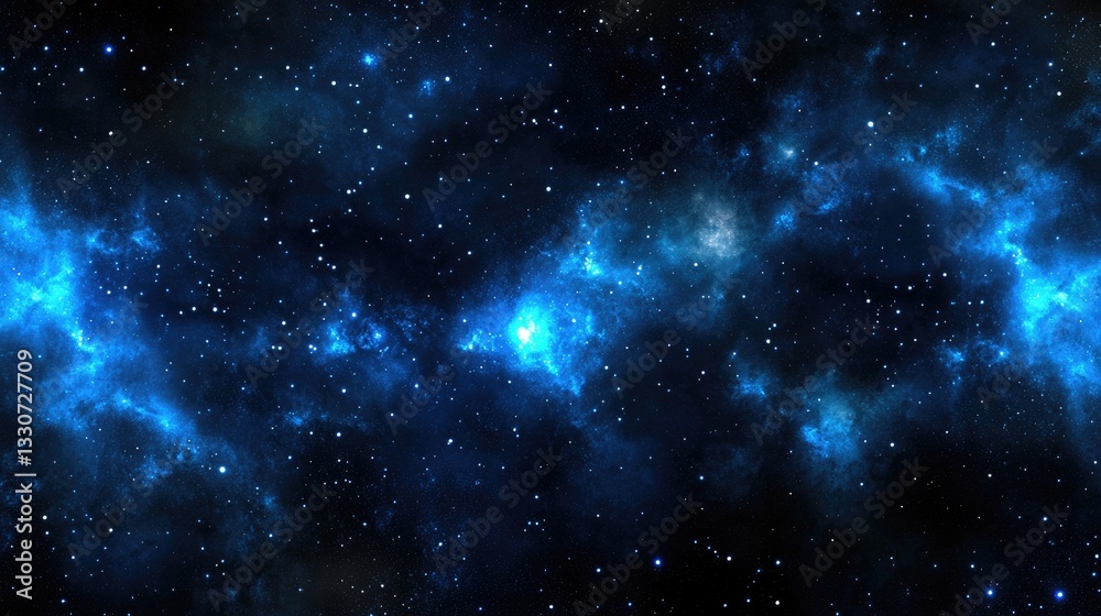 Naklejka premium A sparkling starry night sky background with deep black and blue tones