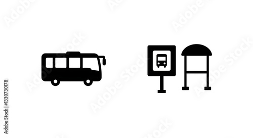 Bus symbol bus stop sign symbol vector icon