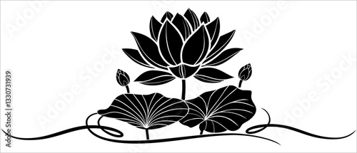 Lotus flower vector silhouette for vesak day