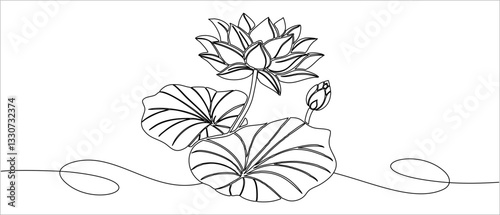Lotus flower vector line art style for vesak day