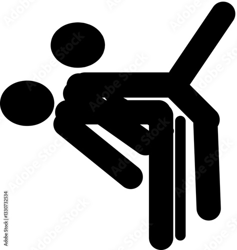 black and white People who are stretching their muscles by holding their friend in a supine position abstract vector