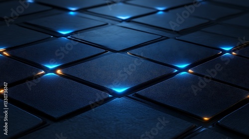 Abstract Blue Illuminated Square Grid Pattern