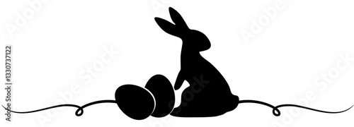 Vector silhouette of two easter eggs and a bunny for easter day