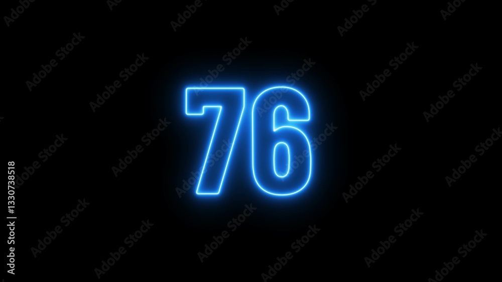 Abstract beautiful neon 76 number illustration background 4K. Abstract beautiful neon 76 number illustration background 4K.