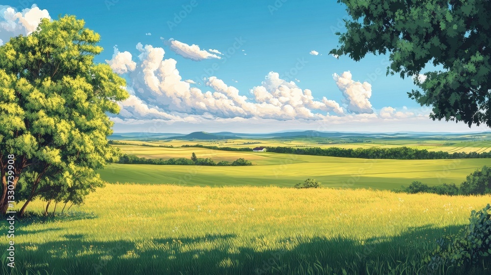 Obraz premium Serene Green Meadow Scene