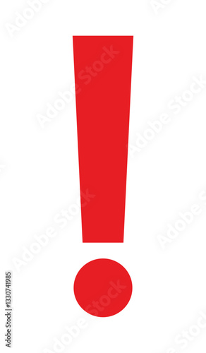 Red exclamation - caution icon vector design template. Red warning sign, attention, alert symbol isolated on a white background.