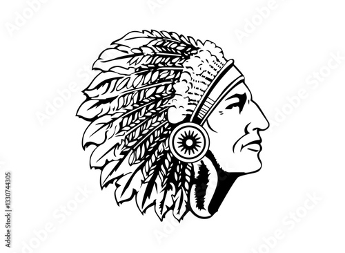 Tribal Chief Headdress Illust...