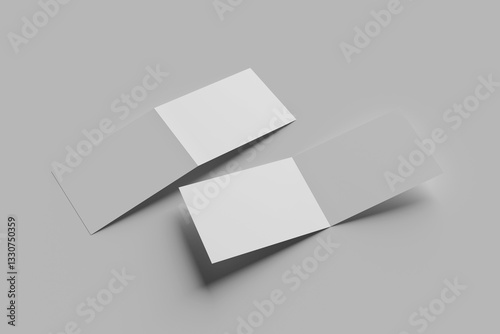 Blank A4 landscape bi-fold brochure for mockup - 3D illustration