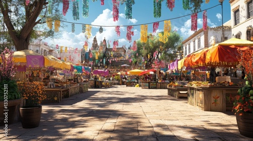 Vibrant Fiesta Market: A Sun-Drenched Marketplace