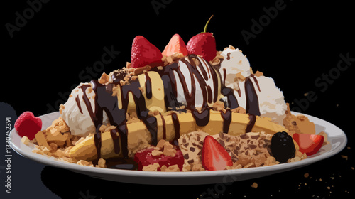 Banana split illustration
