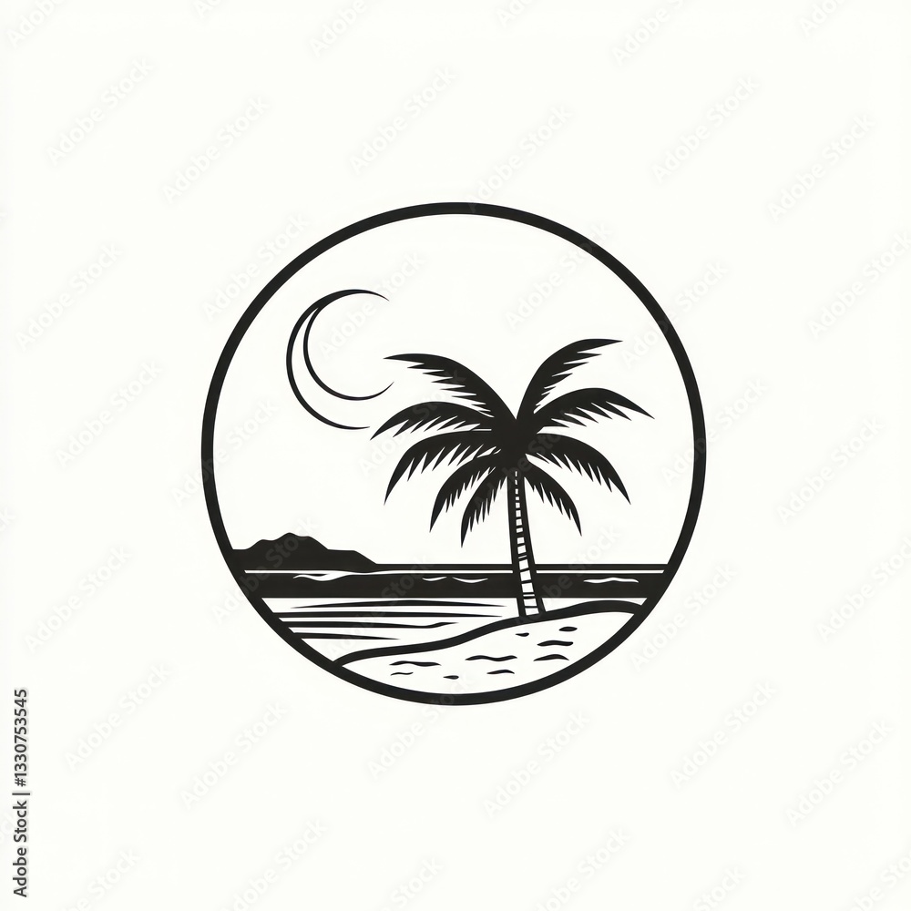 Obraz premium Coastal Palm Night Scene