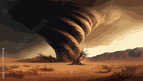 Tornado on the desert vector illustration