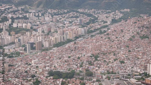 Aerial view of a slum in Latin America, poverty and overcrowding. Caracas, Venezuela