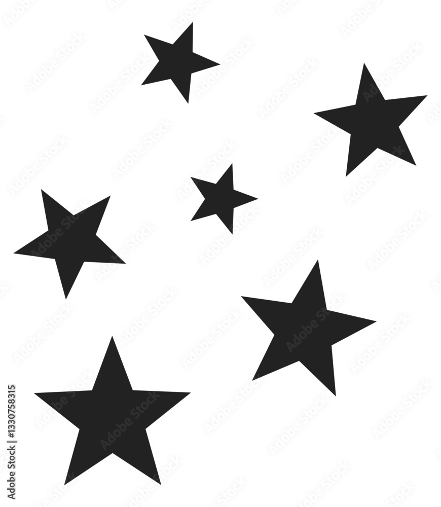 Floating black stars isolated on white background. Floating black stars isolated on white background.