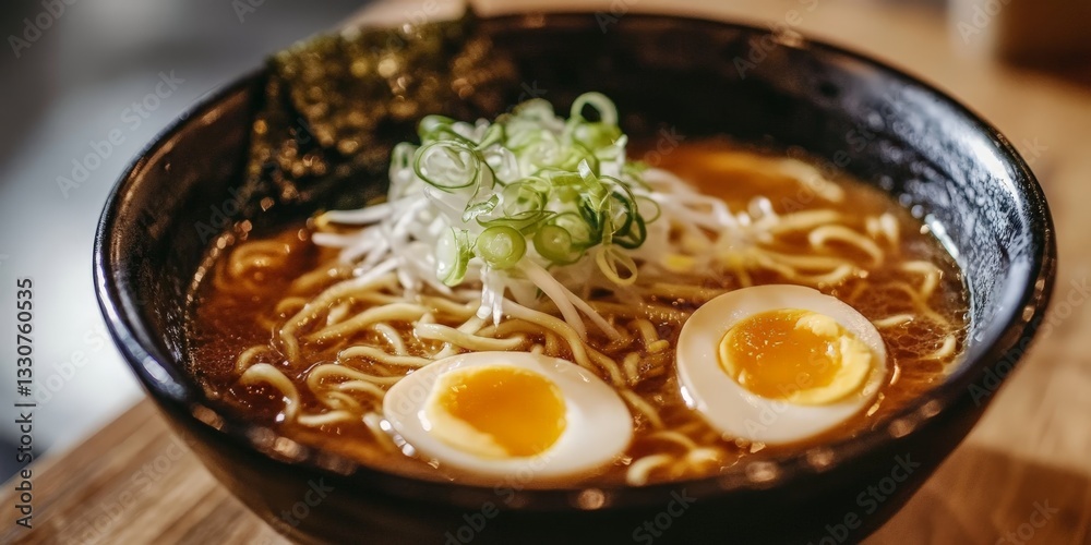 Delicious Spicy Noodle Soup with Savory Broth Fresh Herbs and Tantalizing Egg Delicious Spicy Noodle Soup with Savory Broth Fresh Herbs and Tantalizing Egg