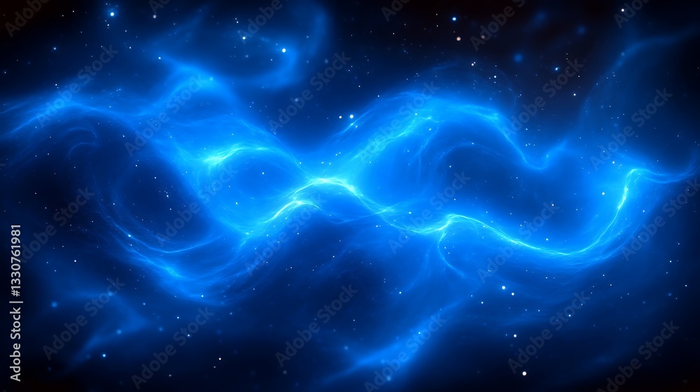Obraz premium Abstract Blue Nebula Cosmic Energy Waves