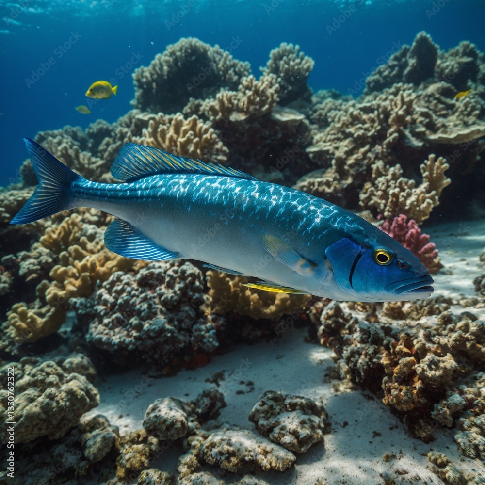 Fototapeta premium Fish and Creatures in the Ocean and Sea Coral reef fish life Arabian spinecheek fish - Scolopsis ghanam , Red sea