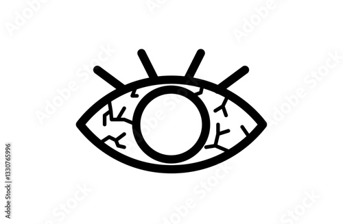 目の充血のアイコンベクターイラスト シンプル モノクロ 白黒