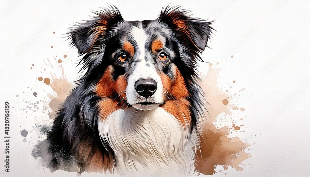 Fototapeta premium Illustration minimaliste d’un Border Collie, dessinée à la main à l’encre noire