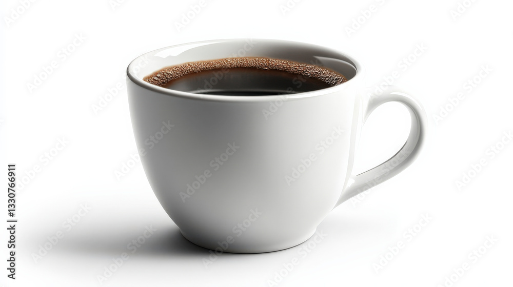 Fototapeta premium A cup of strong coffee has been brewed in a white porcelain cup