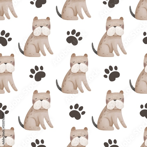 Wallpaper Mural Seamless pattern with cartoon dogs. colorful illustration for kids. Animals. hand drawing, flat style. baby design for fabric, print, textile, wrapper Torontodigital.ca