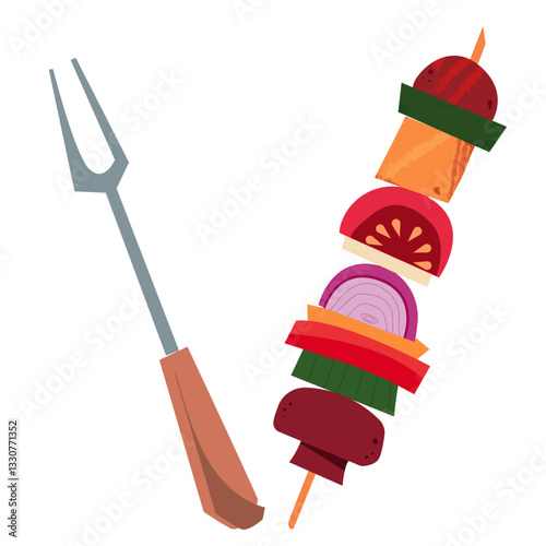 barbecue skewered meat vector for new year's eve parties and celebrations