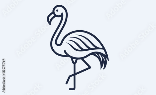 Flamingo line art vector, flamingo silhouette line art vector illustration with a white background 