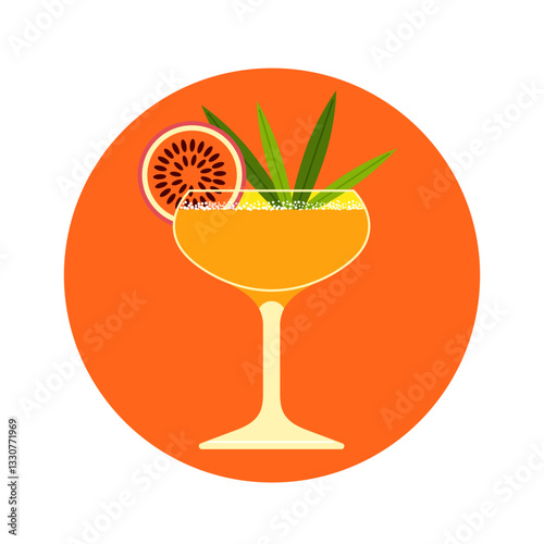 A vector illustration of a daiquiri cocktail in a glass, in a minimalist decorative style