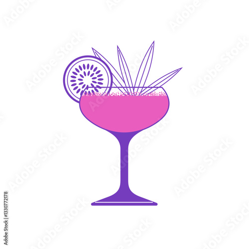 A vector illustration of a daiquiri cocktail in a glass, in a minimalist decorative style