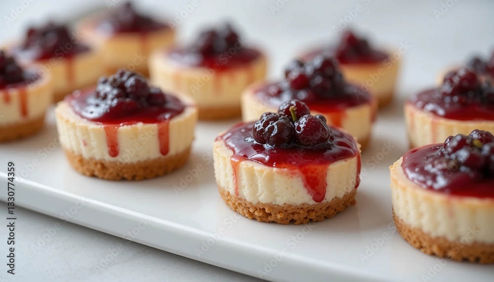 Delicious Mini Cheesecakes Topped with Berry Glaze Sweet Dessert Treats Delicious Mini Cheesecakes Topped with Berry Glaze Sweet Dessert Treats