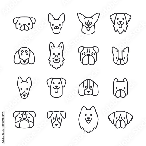 A collection of dog faces in black and white