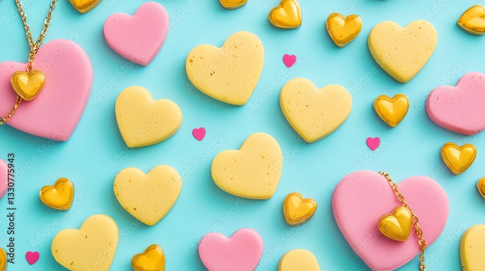 Obraz premium Heart-Shaped Treats: A Colorful Celebration