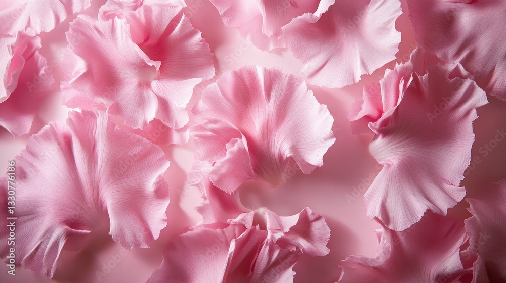 Pink flower petals arranged across a soft pale background appear beautiful Pink flower petals arranged across a soft pale background appear beautiful
