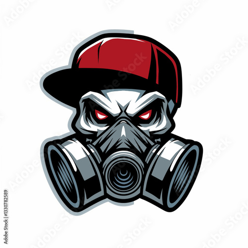 man wearing gas mask