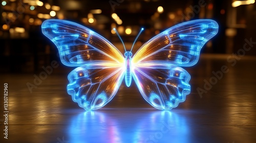 Wallpaper Mural Luminous Butterfly Wings Glowing In Neon Light Torontodigital.ca