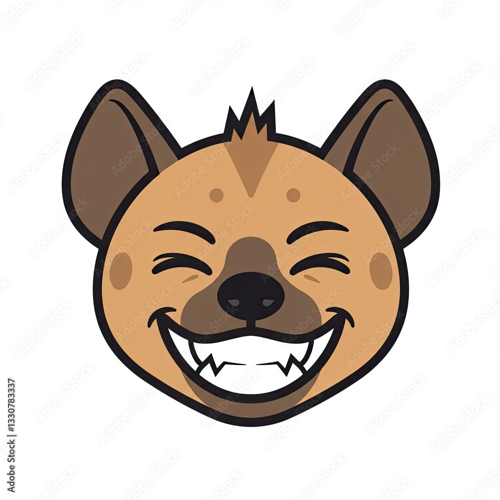 Smiling hyena cartoon face emoticon on white background Smiling hyena cartoon face emoticon on white background