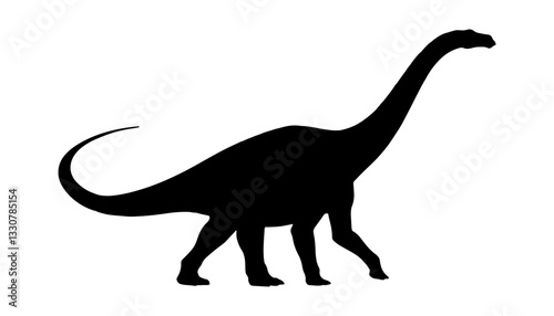 Brachiosaurus silhouette vector flat illustration design on white background.