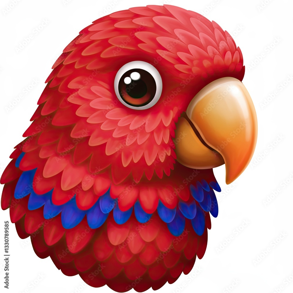 Fototapeta premium Vibrant parrot illustration with red, blue, and orange feathers on a white background