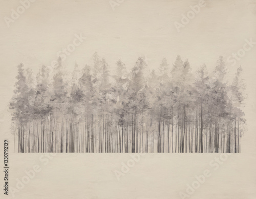 Wallpaper Mural Generative AI Monochrome Forest: Watercolor Painting Landscape forest trees monochrome grayscale woodland beige painting thin trees tall trees landscape peace calm serenity tranquility Torontodigital.ca