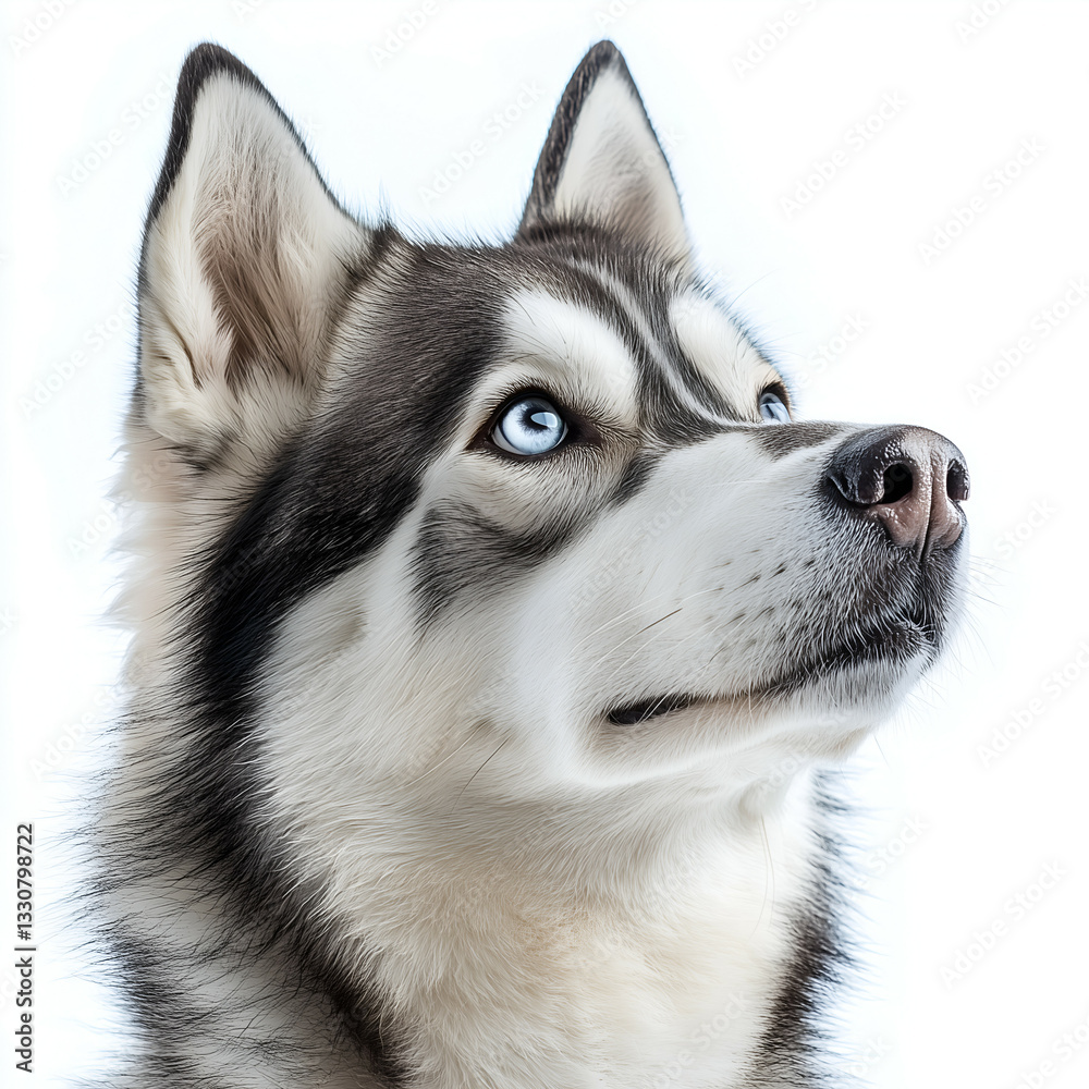 Obraz premium Portrait of a Majestic Siberian Husky Dog with Vibrant Blue Eyes: A Fluffy Friendly Companion in Stunning Nature Photography - Heirloom Breed Insights