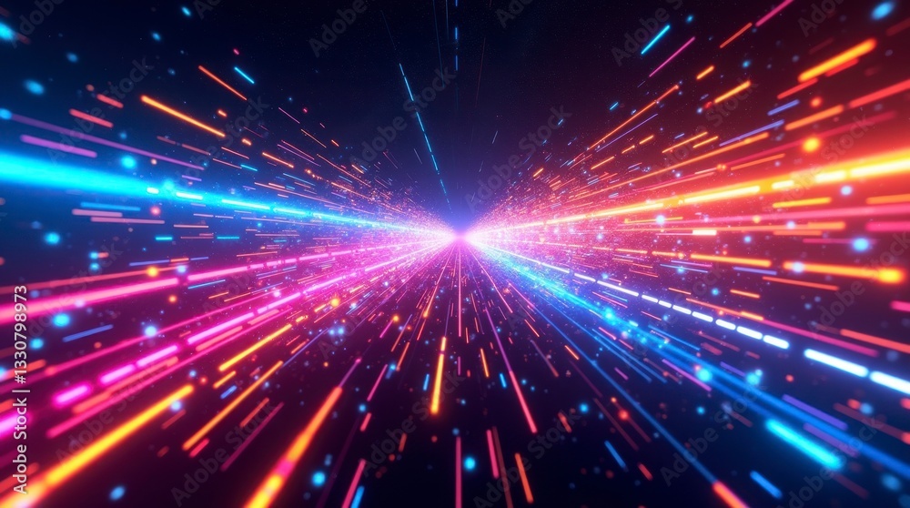 Naklejka premium A vibrant, high-energy futuristic data flow visualization depicting explosive motion