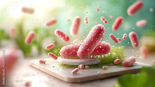 A sleek and simple showcasing the distinct shape and microscopic structure of the Salmonella Typhi bacteria the pathogen responsible for causing typhoid fever