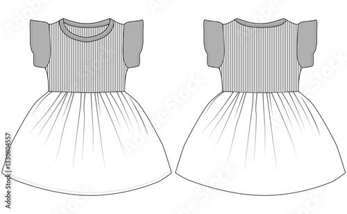 Baby Girl Dress Square vector illustration 0-2 year old template design