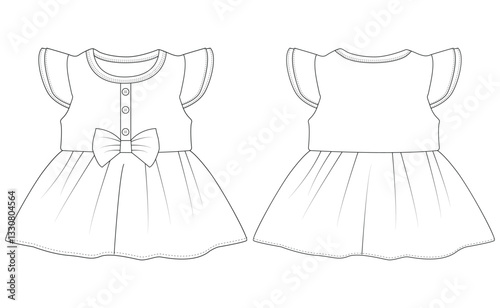 Baby Girl Dress Square vector illustration 0-2 year old template design